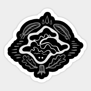 Spooky Cute Black and White Mushroom Spirit "Chicken of the Woods Guardian" Sticker